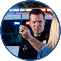 police officer conducting field sobriety test